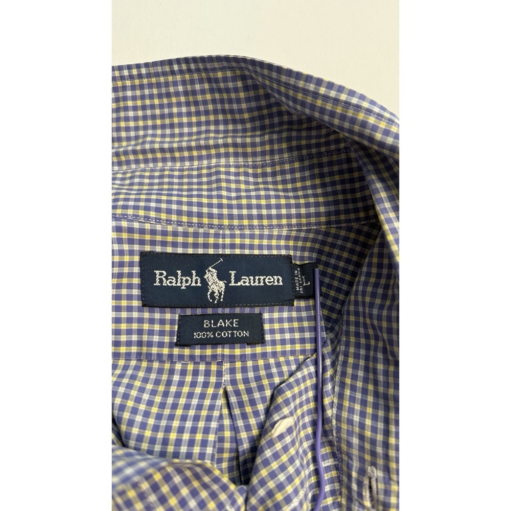 Men's Ralph Lauren Lg Blake Long Sleeve Blue Yellow Gingham GUC small Spot - Picture 7 of 9